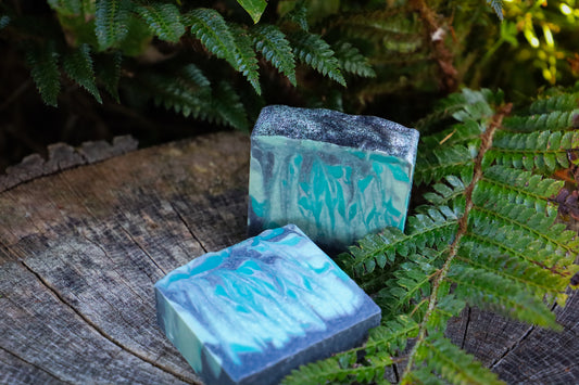 Deep Greens with Black swirled soap, with sweet forest fragrance 