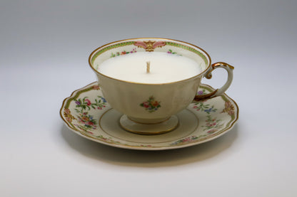 Aida tea cup made in Bavaria with Pink Sugar Crystals scented soy candle.