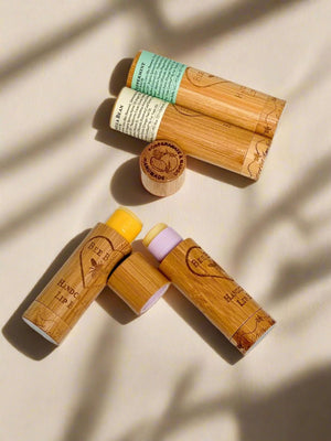 lip balm in bamboo tubes