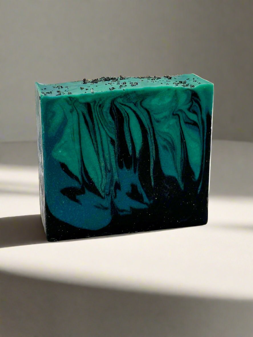 Black, Green  Blue swirled handmade soap