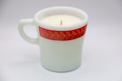 Pyrex Cup Autumn Bands with Oatmeal Milk and Honey scented Soy Candle