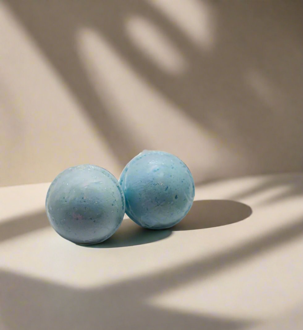 2 blue bath bombs