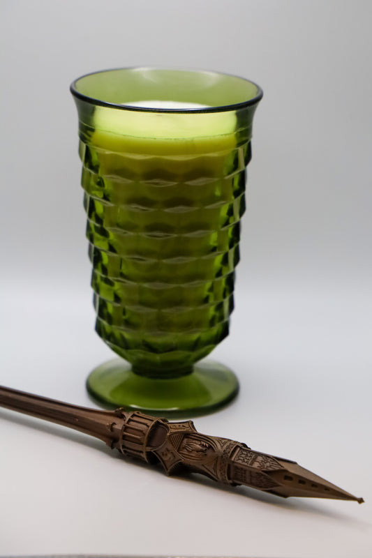 Whitehall Green Tumbler by Colony with "Snake" scented soy candle