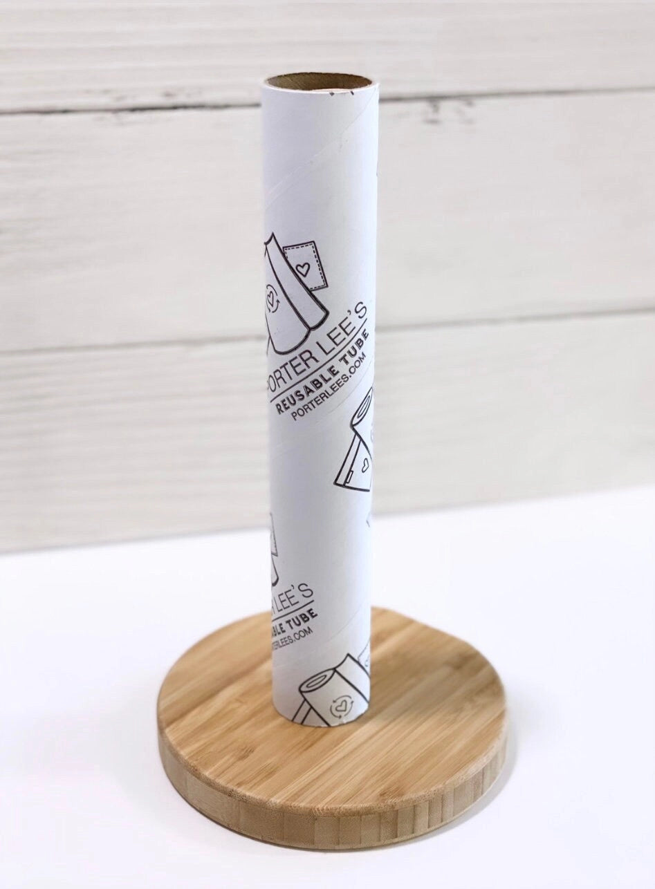 Kraft tube for reusable paper towels on a paper towel holder.